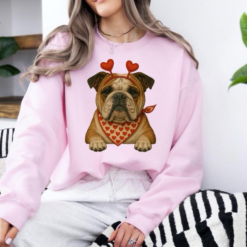 Valentine's Dog Sweatshirt | My Dog is My Valentine Crewneck | Retro Puppy Heart Graphic Jumper | Dog Mom Valentine's Day Gift