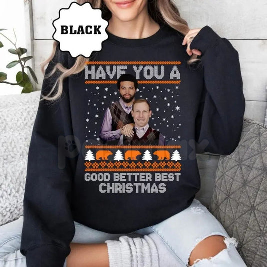 Caleb Williams Ben Johnson Ugly Christmas Sweatshirt | Football Fan Holiday Jumper | Chicago Football Future Xmas Crewneck | Funny Sports Gift-Pasimax