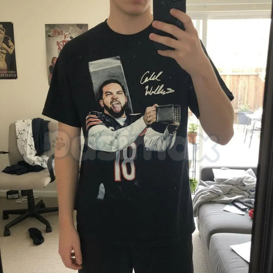Caleb Williams Cheese Grater T-Shirt - Chicago Football Graphic Tee, Funny Chicago QB Rivalry Shirt, Bear Down Game Day Apparel, Premium Heavyweight Football Fan Top-Pasimax