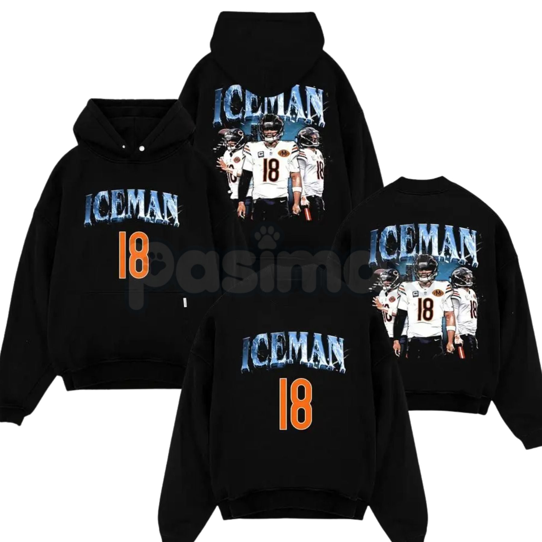 Caleb Williams Iceman #18 Game Day Fit – Bears Nation Cotton Hoodie, Sweatshirt-Pasimax
