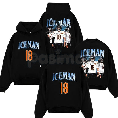 Caleb Williams Iceman #18 Game Day Fit – Bears Nation Cotton Hoodie, Sweatshirt-Pasimax