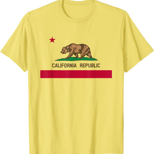 California Republic Flag T-Shirt - Patriotic State Travel USA Gift Tee, California Bear Apparel-Pasimax