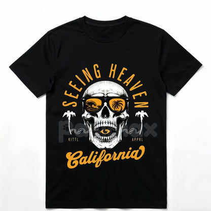 California Skull Graphic Tee - Vintage Streetwear Oversized T-Shirt, Edgy Summer Outfit for Music Festivals & Beachwear-Pasimax