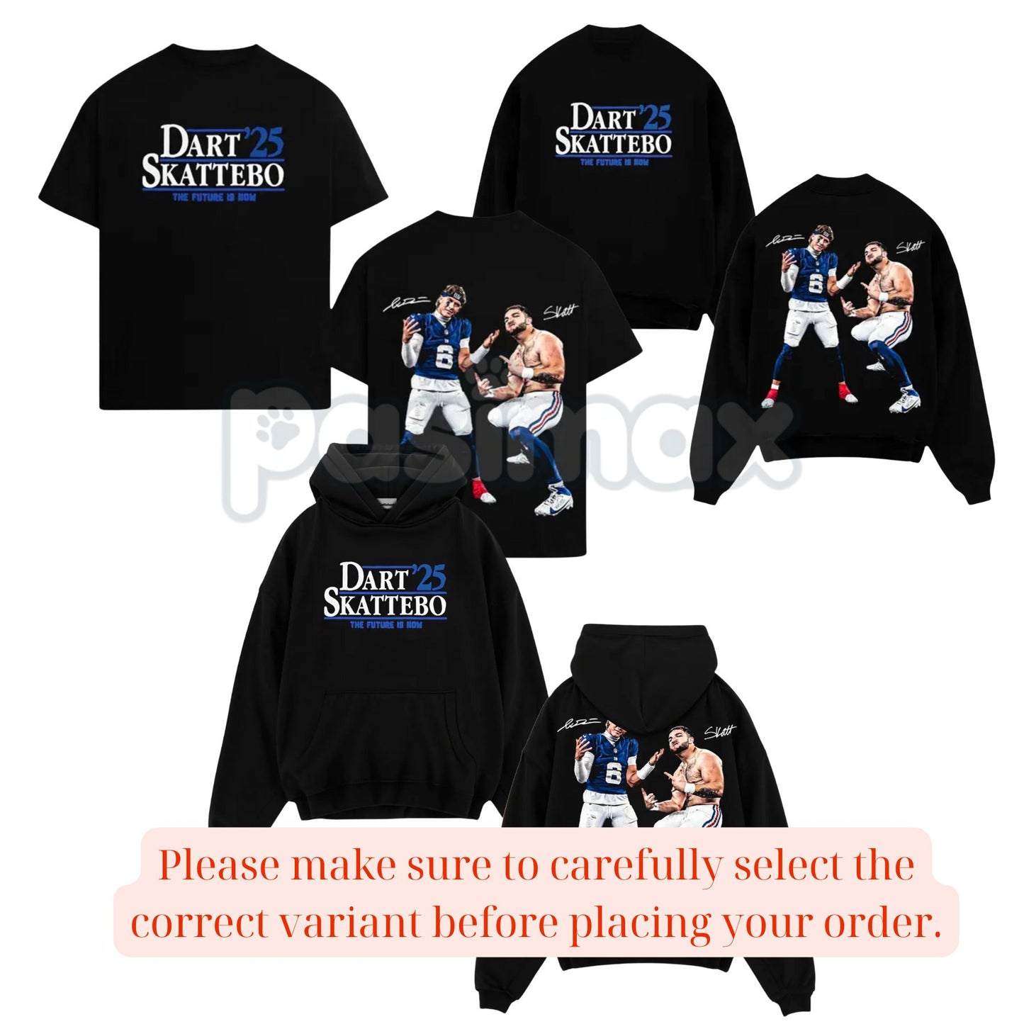 Cam Skattebo & Jaxson Dart Giants Nation Outfit V2 Cotton Hoodie – College Football Fan Pullover, Unisex Game Day Apparel-Pasimax