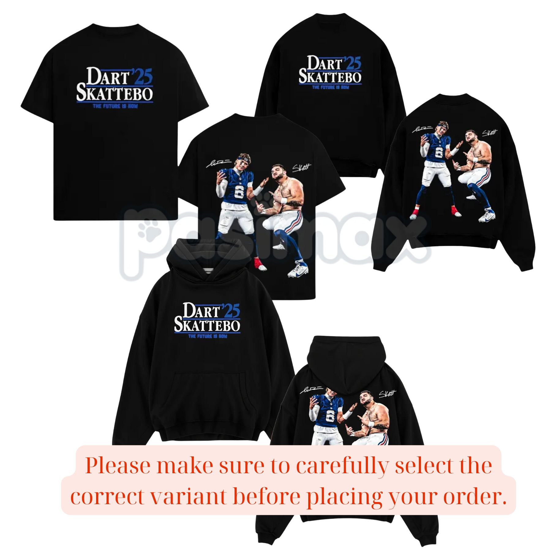 Cam Skattebo & Jaxson Dart Giants Nation Outfit V2 Cotton Hoodie – College Football Fan Pullover, Unisex Game Day Apparel-Pasimax