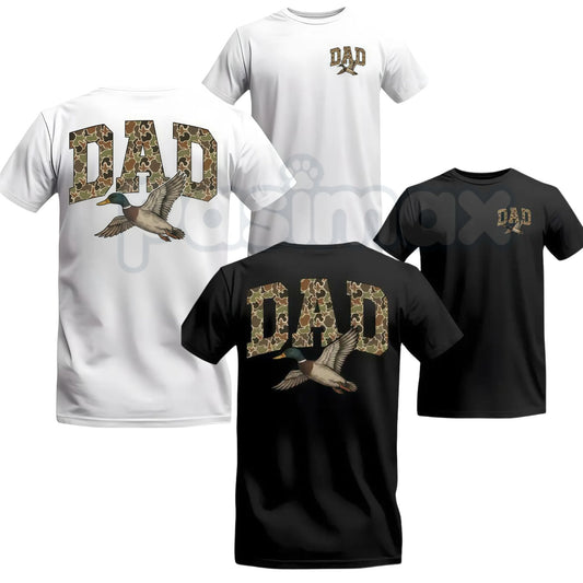 "Camo Duck Dad" Vintage T-Shirt – Old School Camouflage Hunting Graphic Tee, Remastered Heavy Cotton Southern Outdoor Top, Soft Lived-In Heavyweight Father’s Day Gift Shirt, Made in USA-Pasimax