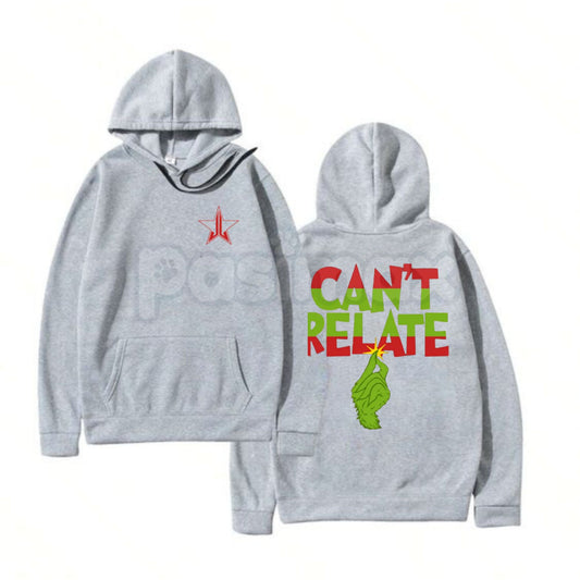 "Can't Relate" Holiday Hoodie – Funny Anti-Christmas Slogan Pullover, Grinch & Introvert Festive Apparel, Unisex-Pasimax