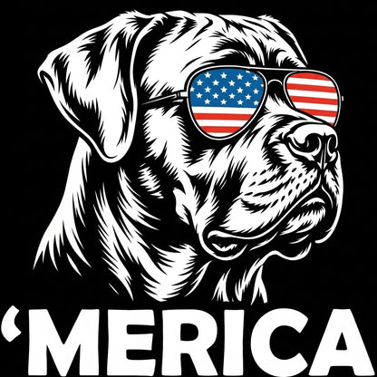 Comfort Colors® Patriotic Dog 4th of July T-Shirt – Funny "Merica" Golden Retriever & Australian Shepherd Shirt, Retro Independence Day Dog Lover Tee