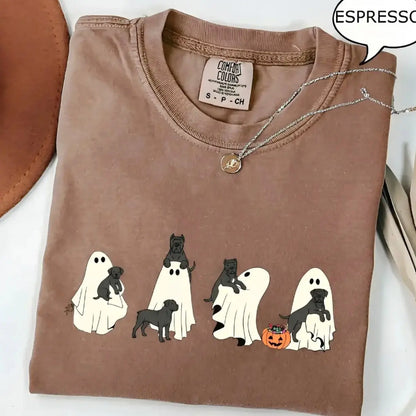 Comfort Colors® Custom Dog Halloween T-Shirt – Breeds Available Ghost Boba Tea Funny Pet Graphic Tee, Spooky Dog Lover Unisex Top