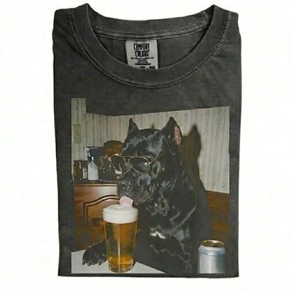 Comfort Colors® Custom Dog Breeds Drinking Beer T-Shirt – Vintage 90s Funny Edgy Dog Meme Tee, Aesthetic Retro Brewery Lover Dog Dad Gift Top