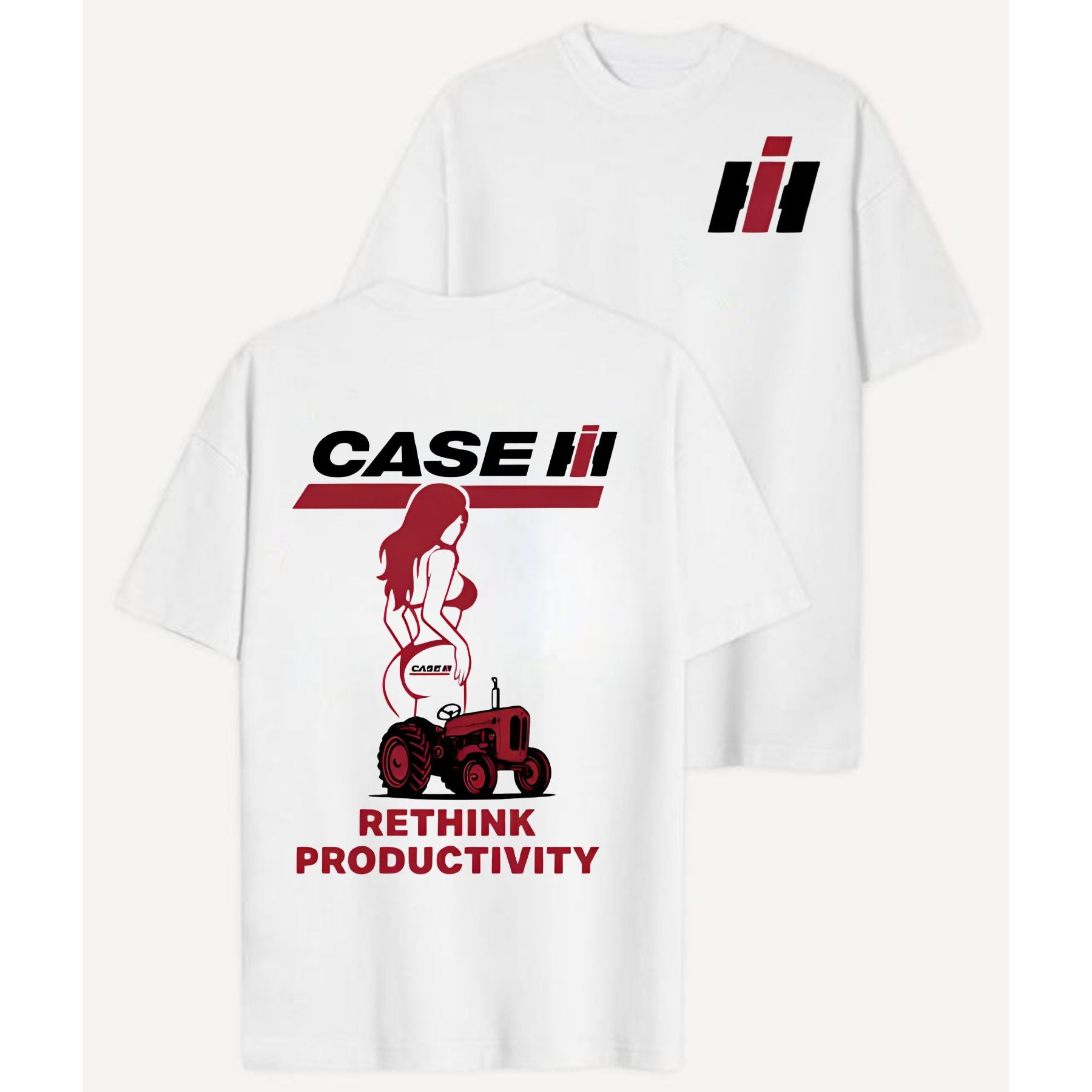 Case IH "Rethink Productivity" T-Shirt - Retro Tractor & Girl Graphic, Gift for Farmers-Pasimax