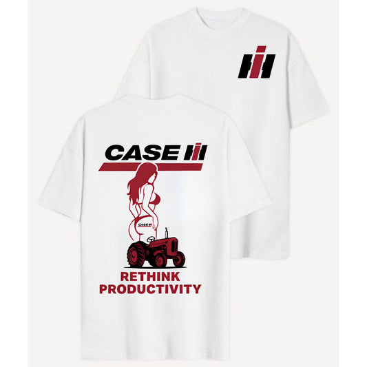 Case IH "Rethink Productivity" T-Shirt - Retro Tractor & Girl Graphic, Gift for Farmers-Pasimax