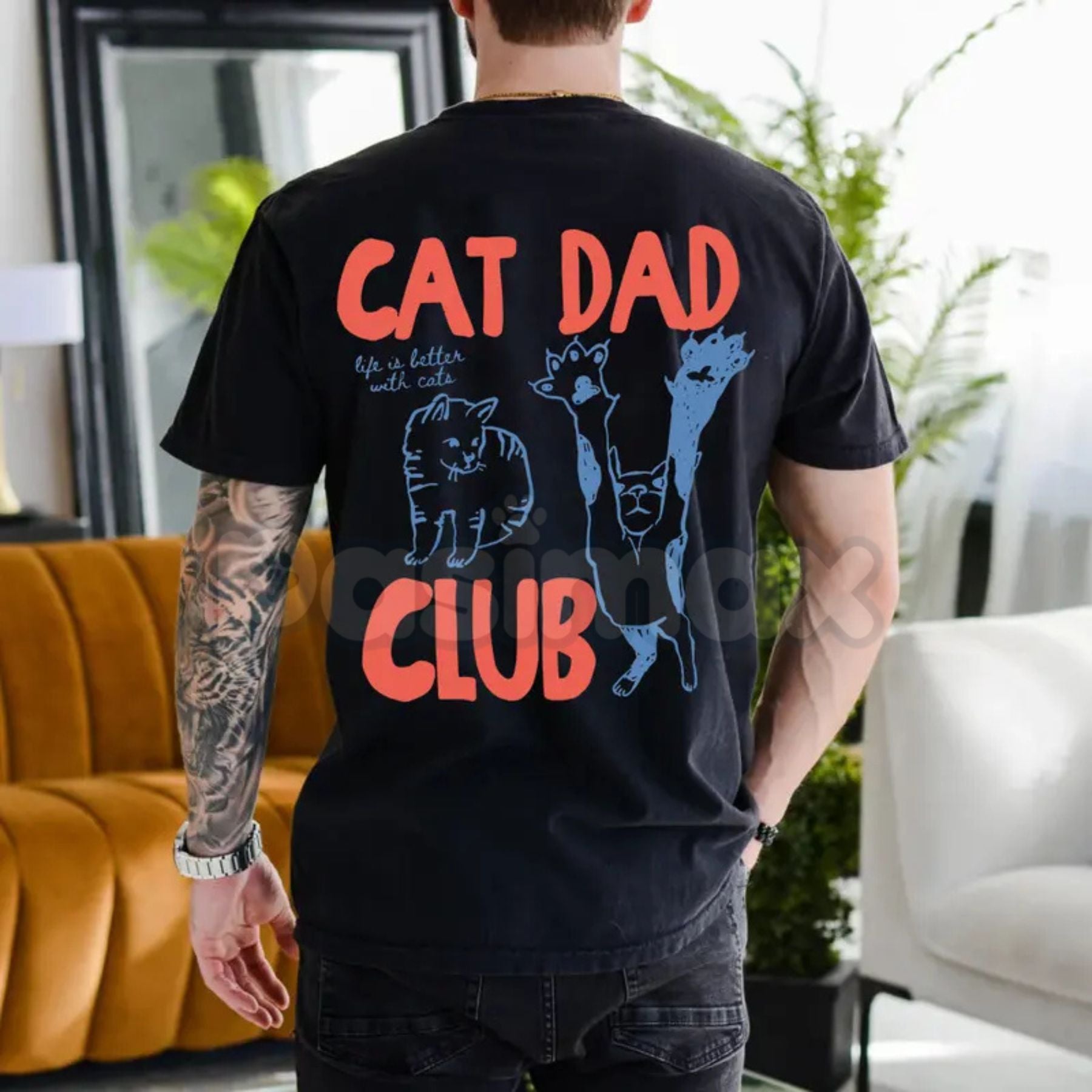 Cat Dad Shirt - Proud Cat Owner Tee, Funny Feline Father Gift, Casual Pet Lover Apparel for Men-Pasimax