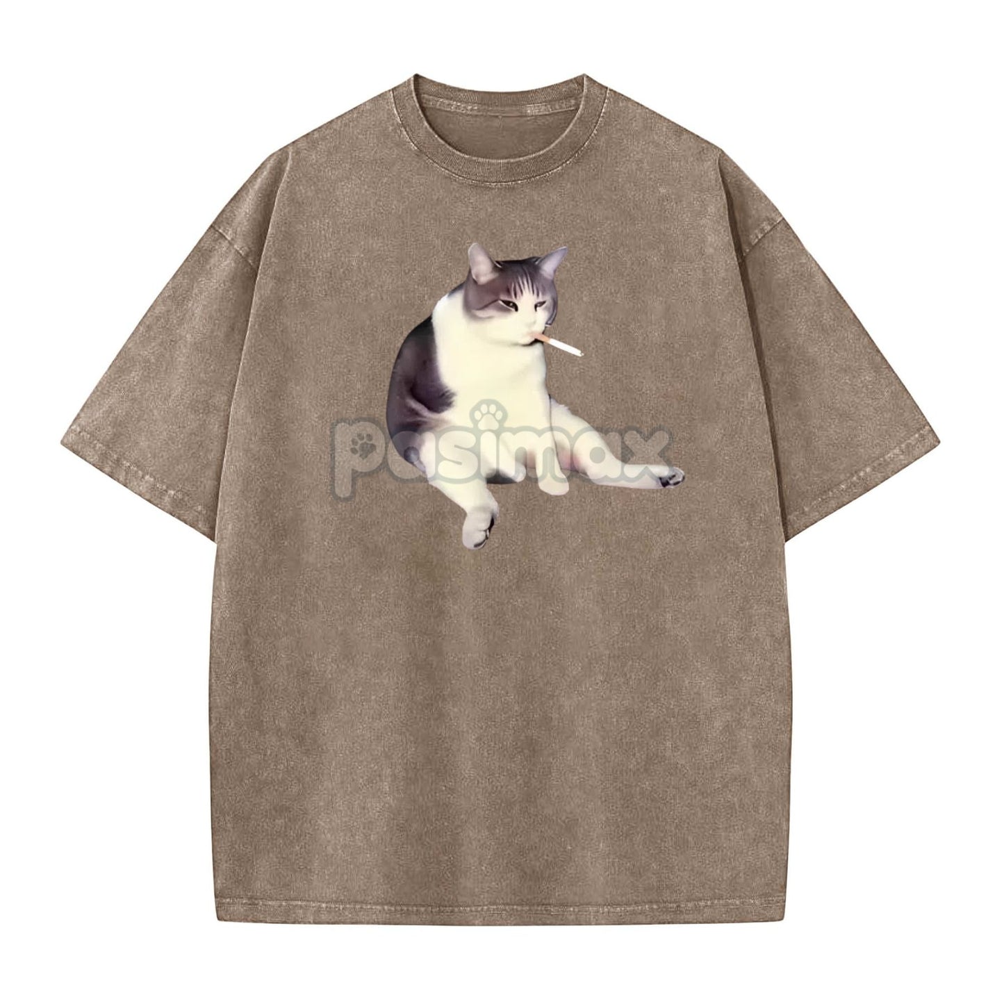 'Cat Smoke' Funny Animal Graphic Tee – Unisex Streetwear Cotton Comfort Shirt, Menswear Womenswear Cool Cat Tee-Pasimax