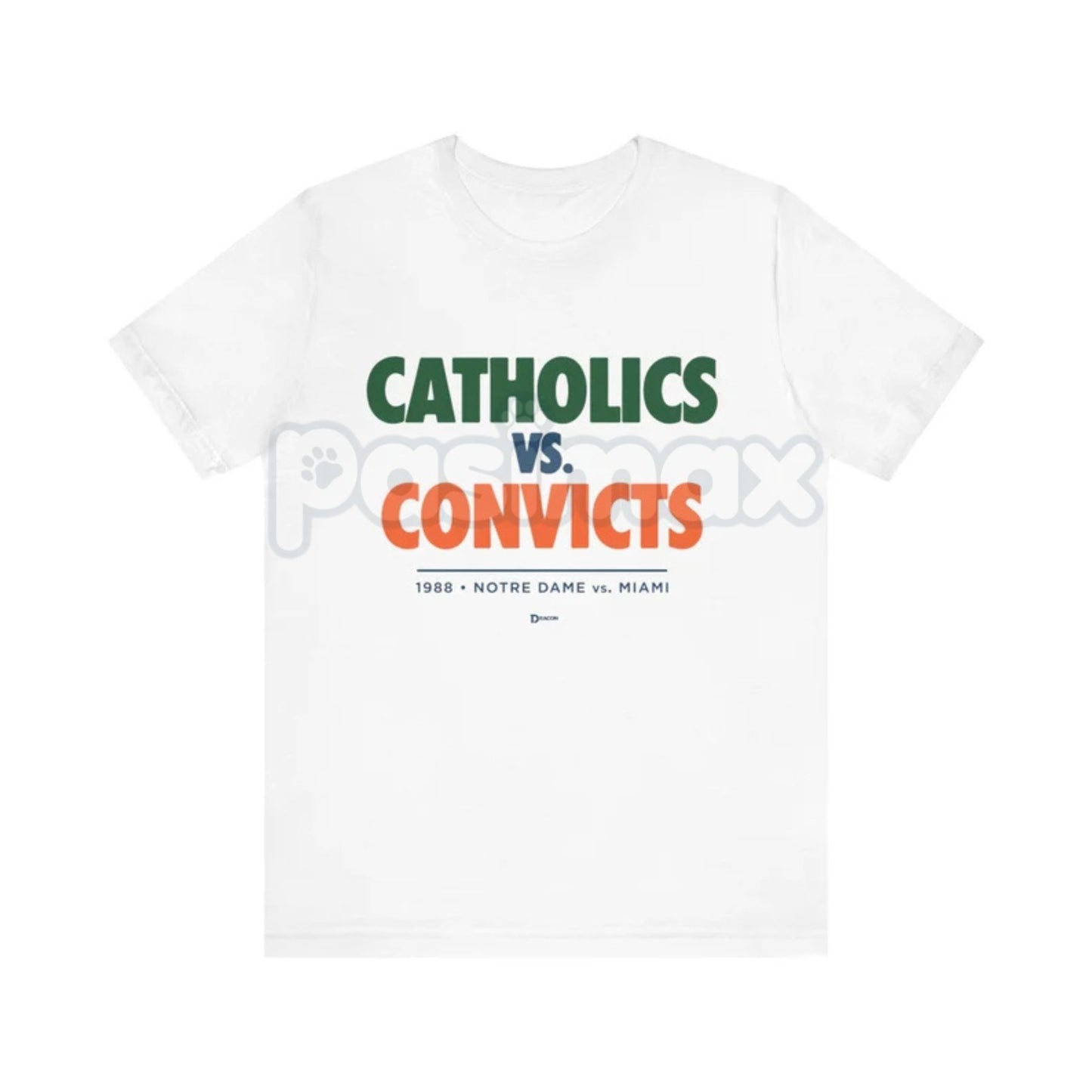 "Catholics vs Convicts" T-Shirt - Notre Dame vs Miami 1988 Rivalry Tee, Vintage College Football History Apparel, Unisex Retro Sports Gift-Pasimax