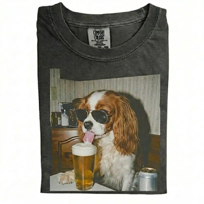 Comfort Colors® Custom Dog Breeds Drinking Beer T-Shirt – Vintage 90s Funny Edgy Dog Meme Tee, Aesthetic Retro Brewery Lover Dog Dad Gift Top