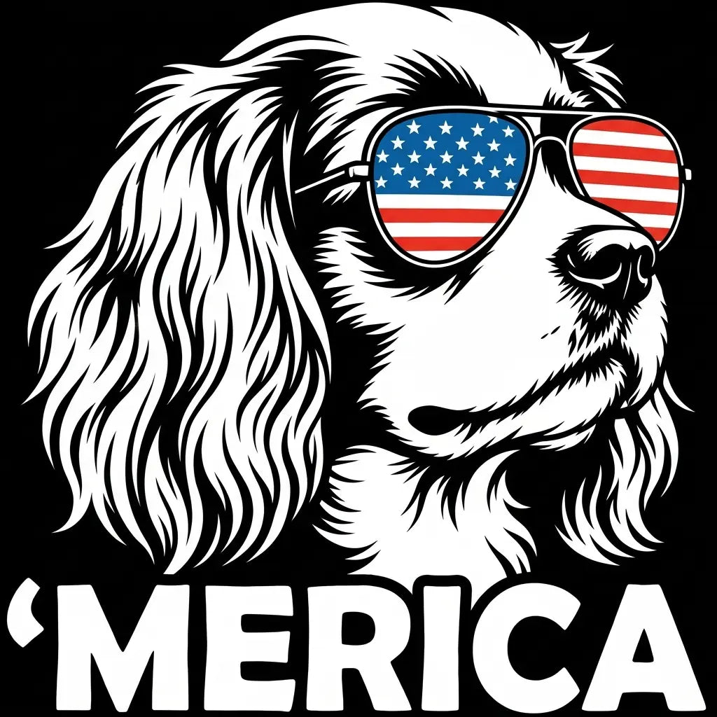 Comfort Colors® Patriotic Dog 4th of July T-Shirt – Funny "Merica" Golden Retriever & Australian Shepherd Shirt, Retro Independence Day Dog Lover Tee