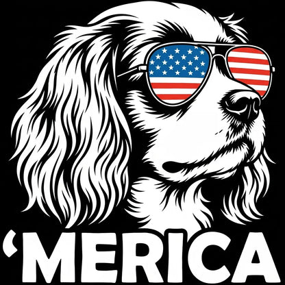 Comfort Colors® Patriotic Dog 4th of July T-Shirt – Funny "Merica" Golden Retriever & Australian Shepherd Shirt, Retro Independence Day Dog Lover Tee