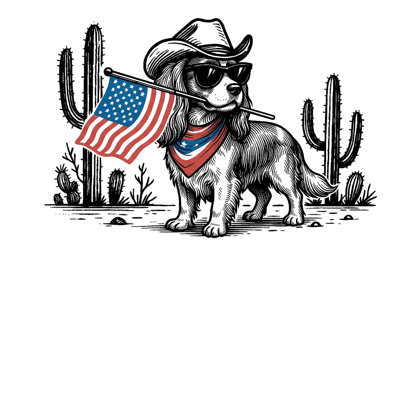 Comfort Colors® Patriotic Western Dog T-Shirt – 50+ Dog Breeds, Cowboy Hat & USA Flag Graphic Tee, Retro 4th of July Dog Lover Gift, Semiquincentennial 2026 Shirt