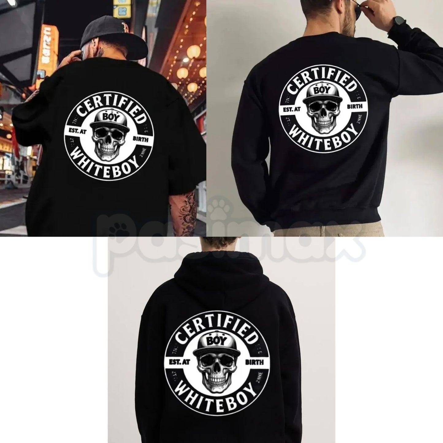 Certified Whiteboy Shirt – Skull Graphic Streetwear Hoodie, Urban Aesthetic Sweatshirt & T-Shirt-Pasimax