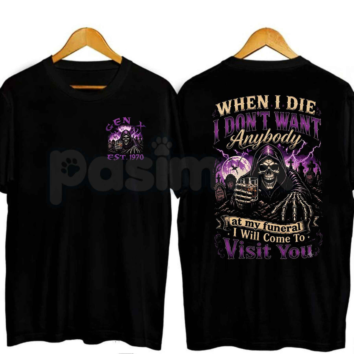 Chaosmoda Generation X When I Die Custom Year Skull T-Shirt – Sarcastic Gen X Graphic Unisex Tee-Pasimax