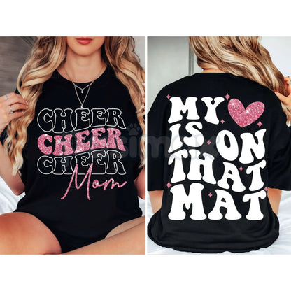 Cheer Mom Game Day T-Shirt - Sparkly Cheerleader Competition Tee, Proud Cheer Mom Sidekick Shirt, Retro Aesthetic Cheer Spirit Apparel-Pasimax