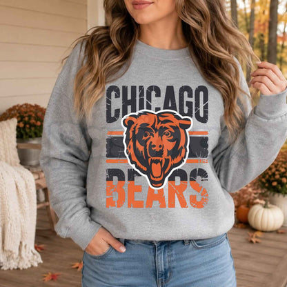 Chicago Bears Football Sweatshirt | Retro Gridiron Game Day Crewneck-Pasimax