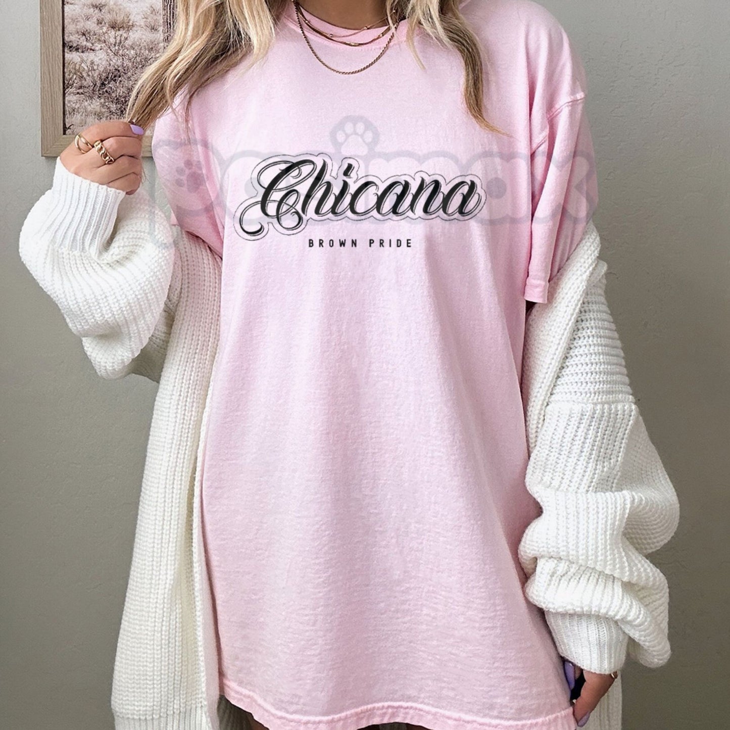 Chicana Brown Pride Oversized Graphic Tee - Vintage Lowrider Culture Clothing, Mexican Heritage Streetwear, Cholo Style Retro Aesthetic Shirt, Latina Empowerment Apparel-Pasimax