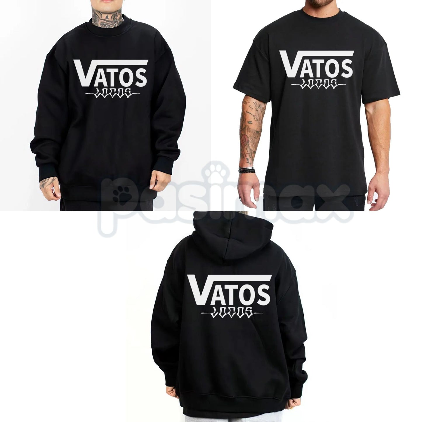 Chicano Clothing Vatos Loc Forever El Gallo Negro – Lowrider Oversized Graphic Tee, Heavy Sweatshirt & Hoodie-Pasimax