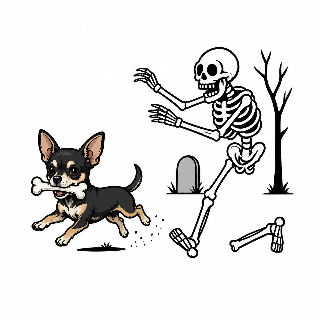Comfort Colors® Dog Breeds Halloween Skeleton T-Shirt – Funny Spooky Season Pet Lover Graphic Tee, Retro Aesthetic Dog Costume Unisex Top