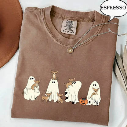 Comfort Colors® Custom Dog Halloween T-Shirt – Breeds Available Ghost Boba Tea Funny Pet Graphic Tee, Spooky Dog Lover Unisex Top