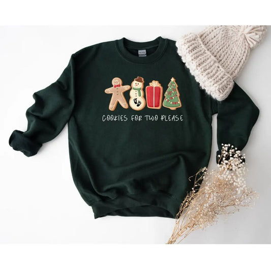 Christmas Cookies For Two Please Sweatshirt – Holiday Pregnancy Reveal Top-Pasimax