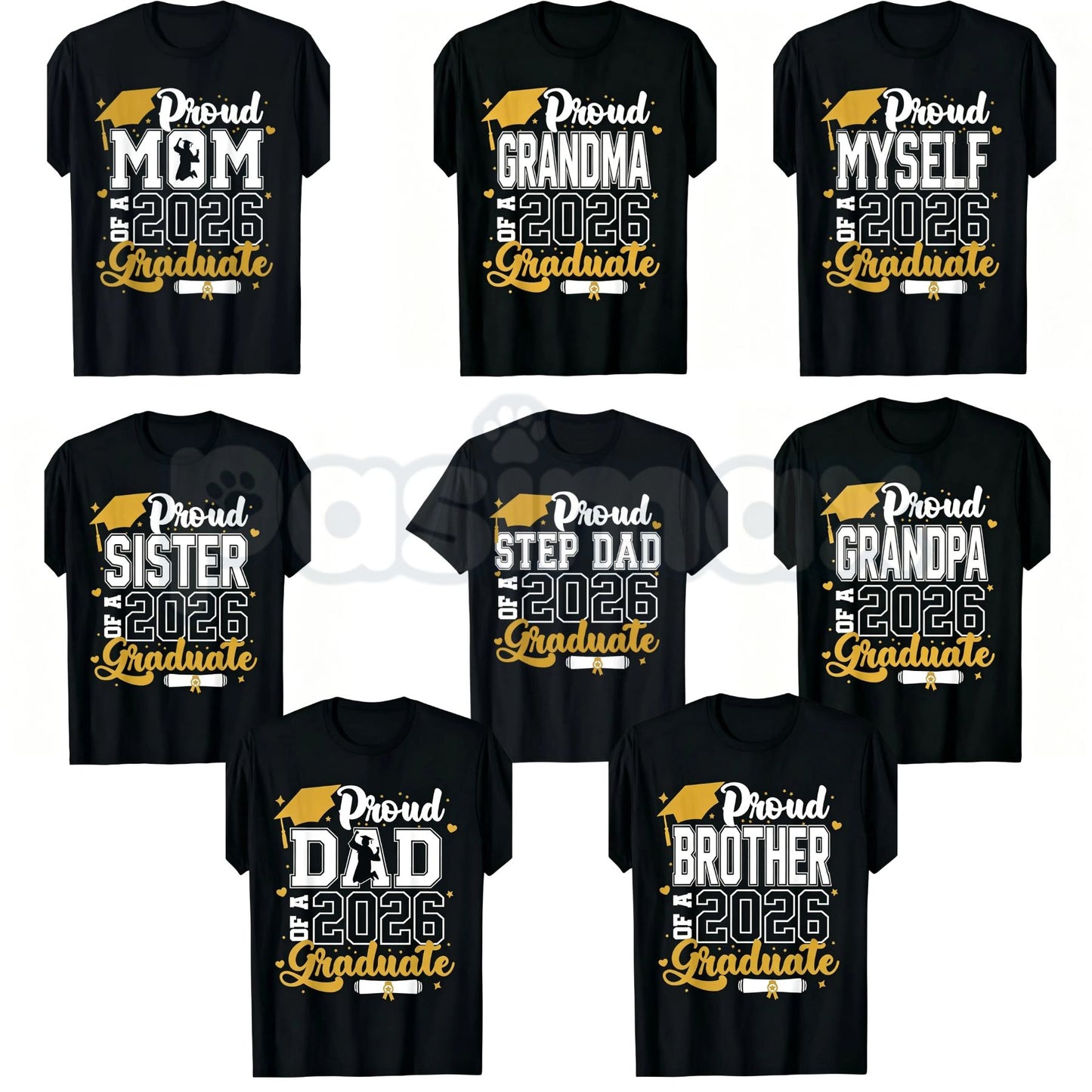 Class of 2026 Graduate "Proud Mom" T-Shirt – Senior 2025-2026 Graduation Design, Premium 100% Cotton Unisex Milestone Top, Soft Lived-In Heavyweight High School & College Fan Shirt, Made in USA-Pasimax