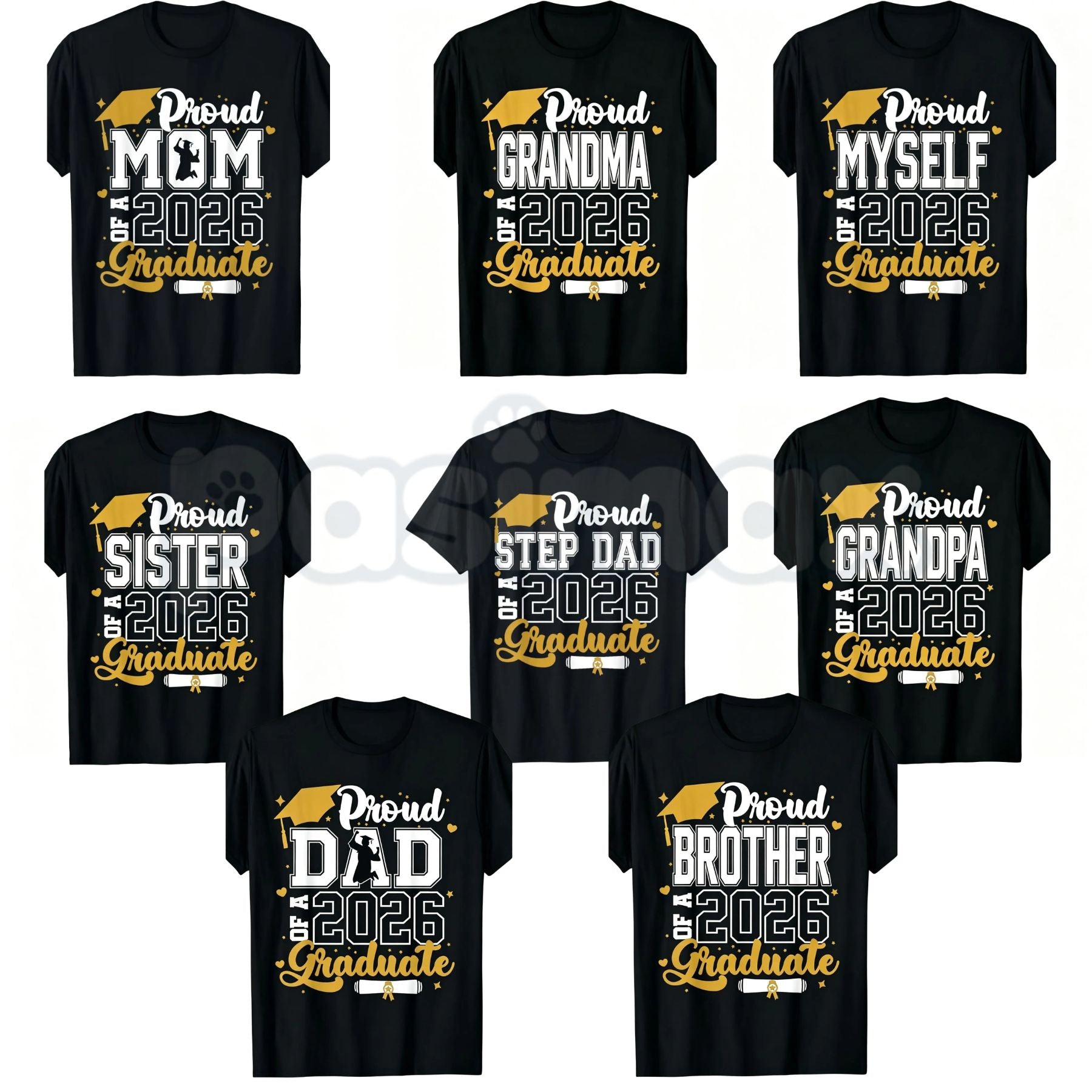 Class of 2026 Graduate "Proud Mom" T-Shirt – Senior 2025-2026 Graduation Design, Premium 100% Cotton Unisex Milestone Top, Soft Lived-In Heavyweight High School & College Fan Shirt, Made in USA-Pasimax