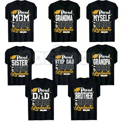 Class of 2026 Graduate "Proud Mom" T-Shirt – Senior 2025-2026 Graduation Design, Premium 100% Cotton Unisex Milestone Top, Soft Lived-In Heavyweight High School & College Fan Shirt, Made in USA-Pasimax
