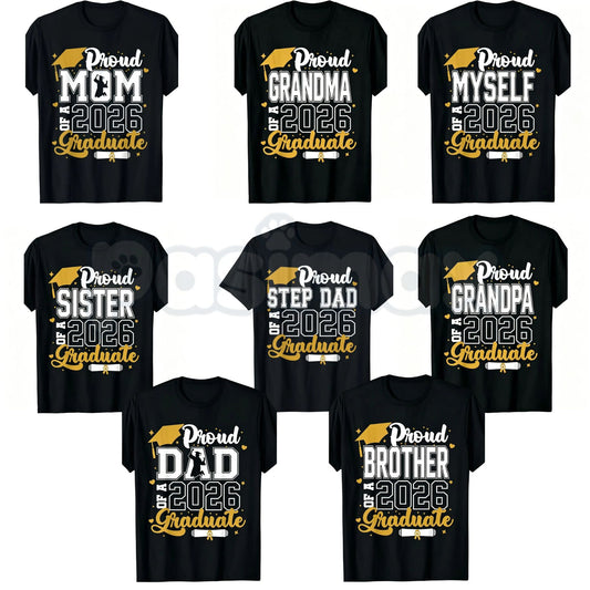 Class of 2026 Graduate "Proud Mom" T-Shirt – Senior 2025-2026 Graduation Design, Premium 100% Cotton Unisex Milestone Top, Soft Lived-In Heavyweight High School & College Fan Shirt, Made in USA-Pasimax