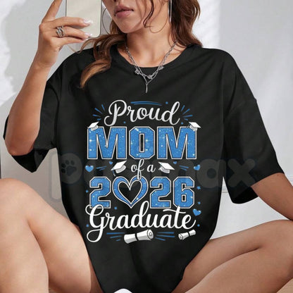 Class of 2026 Graduation & Senior Mom T-Shirt – Matching Graduate & Mother Graphic Tee, Premium 100% Cotton Commencement Top, Soft Lived-In Heavyweight Senior Year Shirt, Made in USA-Pasimax