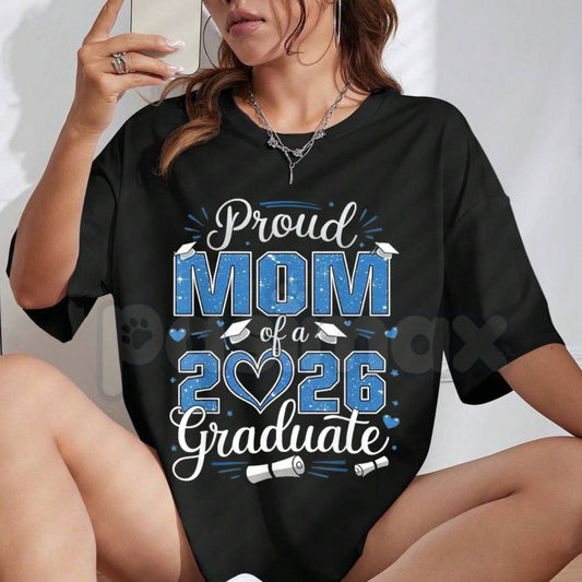Class of 2026 Graduation & Senior Mom T-Shirt – Matching Graduate & Mother Graphic Tee, Premium 100% Cotton Commencement Top, Soft Lived-In Heavyweight Senior Year Shirt, Made in USA-Pasimax