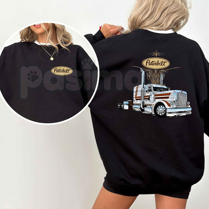 Classic Peterbilt Truck Sweatshirt | Vintage Diesel Graphic Crewneck-Pasimax