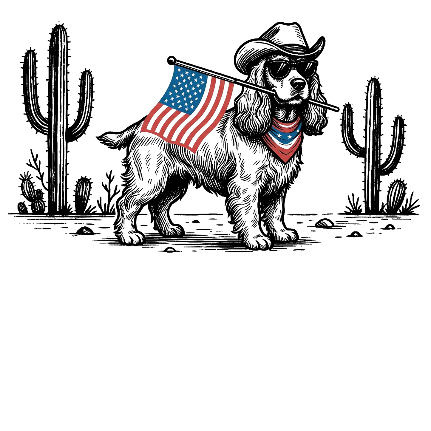 Comfort Colors® Patriotic Western Dog T-Shirt – 50+ Dog Breeds, Cowboy Hat & USA Flag Graphic Tee, Retro 4th of July Dog Lover Gift, Semiquincentennial 2026 Shirt