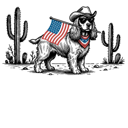 Comfort Colors® Patriotic Western Dog T-Shirt – 50+ Dog Breeds, Cowboy Hat & USA Flag Graphic Tee, Retro 4th of July Dog Lover Gift, Semiquincentennial 2026 Shirt