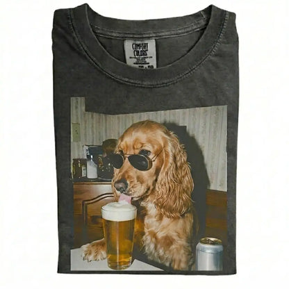 Comfort Colors® Custom Dog Breeds Drinking Beer T-Shirt – Vintage 90s Funny Edgy Dog Meme Tee, Aesthetic Retro Brewery Lover Dog Dad Gift Top