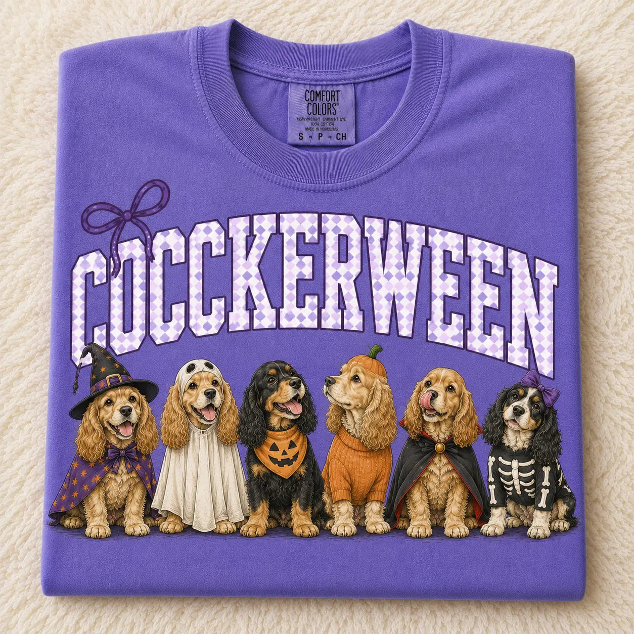 Comfort Colors® Dog Breeds Halloween T-Shirt – Funny Dog Mom Spooky Season Graphic Tee, Vintage Pet Lover Unisex Top