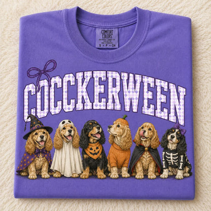 Comfort Colors® Dog Breeds Halloween T-Shirt – Funny Dog Mom Spooky Season Graphic Tee, Vintage Pet Lover Unisex Top
