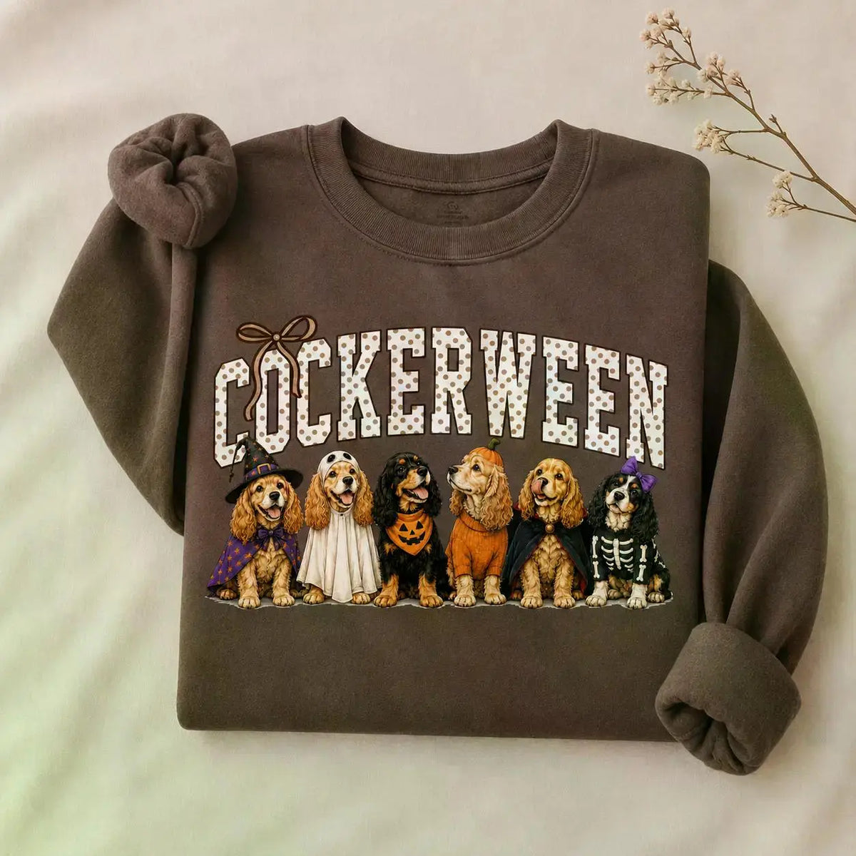 Dark Chocolate 30+ Halloween Dog Breeds Sweatshirt | Dog Mom Fall Crewneck