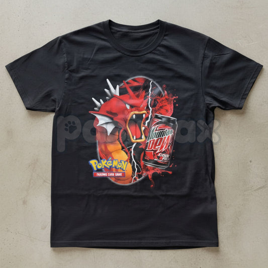 "Code Red" Legendary Gyarados T-Shirt - Retro Shiny Sea Serpent Graphic Tee, Premium 100% Cotton Lake of Rage Inspired Top, Aesthetic Japanese Streetwear Style Shirt, Classic 8-Bit Evolution Gamer Gift, Soft Lived-In Heavyweight Anime Apparel-Pasimax