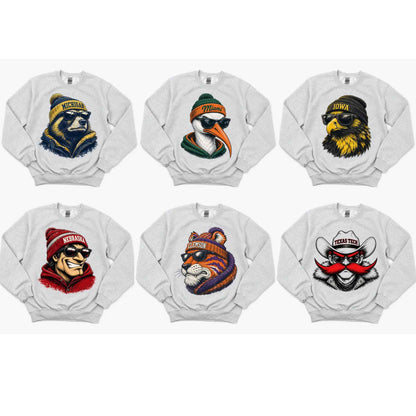 College Football Spirit Animal Sweatshirt | Game Day Mascot Graphic Pullover-Pasimax