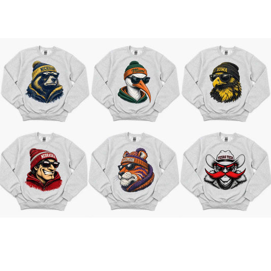 College Football Spirit Animal Sweatshirt | Game Day Mascot Graphic Pullover-Pasimax