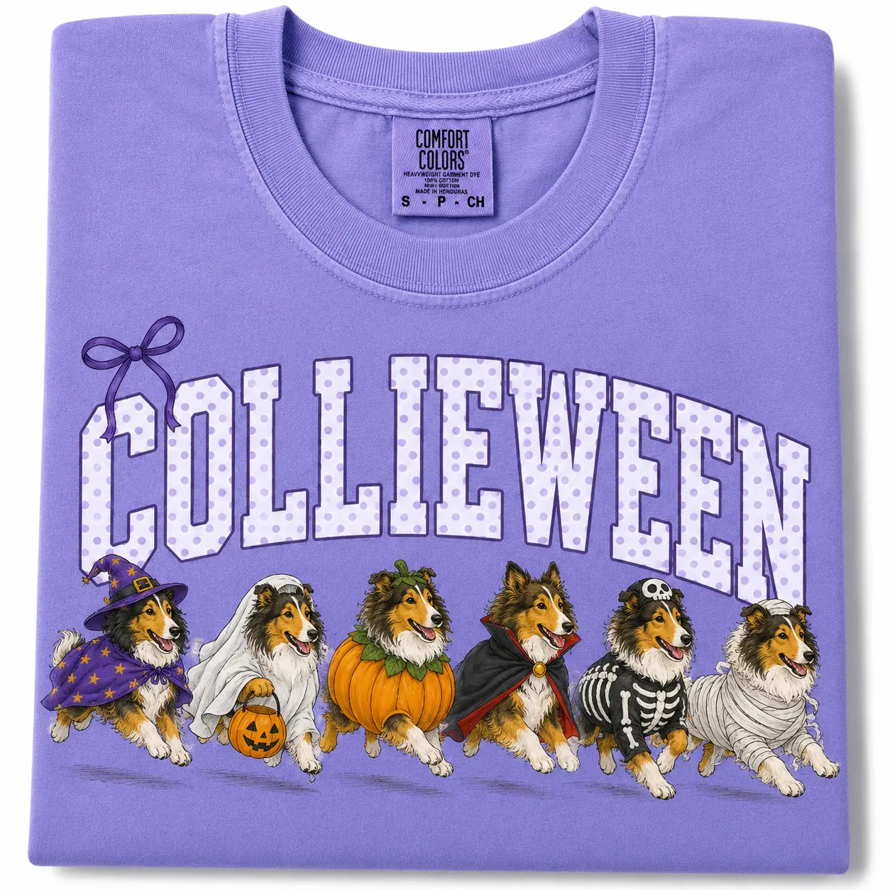 Comfort Colors® Dog Breeds Halloween T-Shirt – Funny Dog Mom Spooky Season Graphic Tee, Vintage Pet Lover Unisex Top