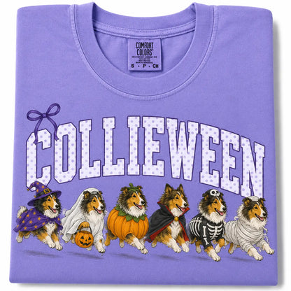 Comfort Colors® Dog Breeds Halloween T-Shirt – Funny Dog Mom Spooky Season Graphic Tee, Vintage Pet Lover Unisex Top